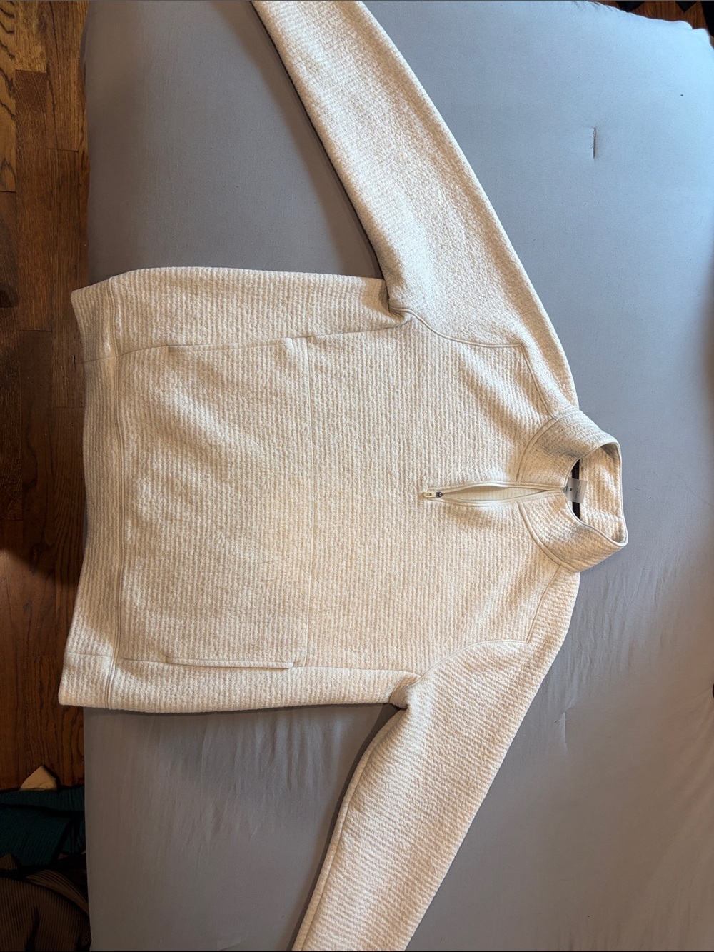 VRST Cream Quarter-Zip Textured Pullover